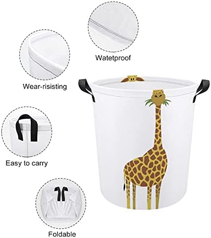 FODUODUO за перење корпа за перење жирафа за перење на цртани филмови со рачки што се преклопуваат валкана облека за складирање на облека