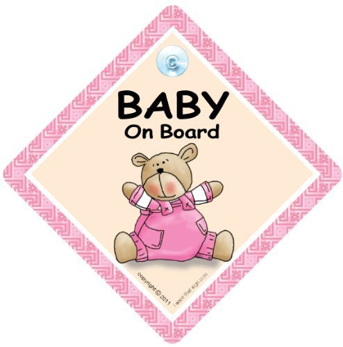 Бебе iwantthatsign.com розова мечка ватенка, бебе на знак за автомобил, знак за деца, стил на налепница на браник, бебе девојче