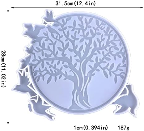 4 парчиња епоксидни смола силиконски калапи дрво на животот, со калапи за епоксидна смола од колибри