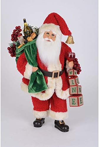 Карен Дидион осветли вино блокови Санта Божиќна фигура 17,5 инчи повеќебојни