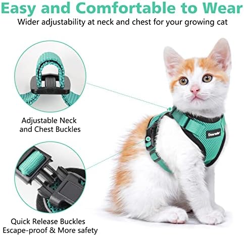 Dooradar Cat Harness and Leash Set, Безбеден доказ за бегство безбедни прилагодливи прицврстувачи за мачиња за одење, лесна контрола мека