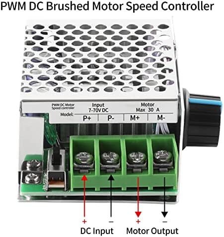 Контролер на контролор на брзина на моторот DC PWM контролер, ENMJA 7-70V 30A Прилагодлив регулатор за брзина на моторот PWM 12V 24V 36V