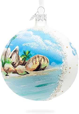 Сејшели на божиќен украс на стакло од Индиски Океан, 4 инчи