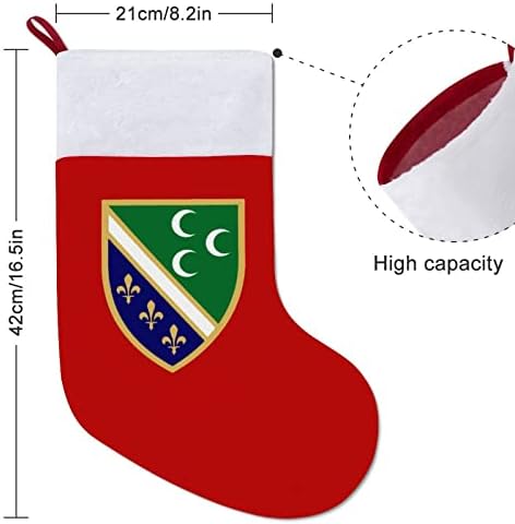 Сандзак знаме Божиќни чорапи црвен кадифе со бела торба за бонбони Божиќни украси и додаток на семејна забава