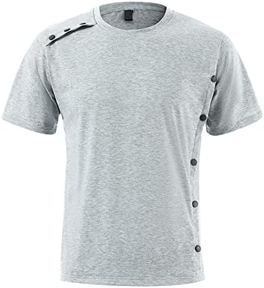 Менс летен моден рекреација спорт спортови солидна боја тркалезна јака маица со маица со маица со маица
