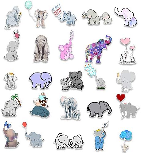 Симпатични цртани филмови налепници за слонови Kawaii водоотпорни винилни животни налепници налепници 50 парчиња за шишиња со вода
