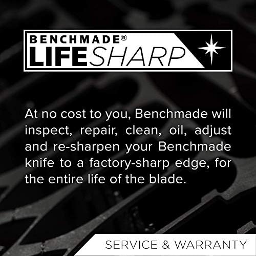 Benchmade Mini Barrage 585 нож, сечило за капки-точка, обичен раб, сатенска завршница, црна рачка, направена во САД