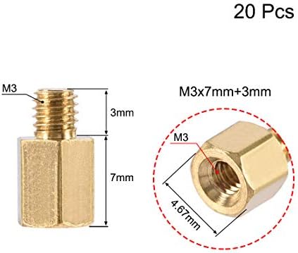 UXCELL M3X7MM+3MM MALE-FEMALE BRASS HEX PCB MATHABOARD SPACER SPAYFER за FPV Drone Quadcopter, компјутер и коло од 20 парчиња