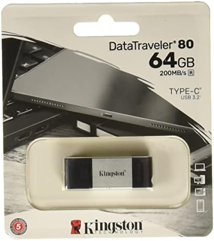 Кингстон DataTraveler 80 64GB USB Тип-C Флеш Диск, Метал