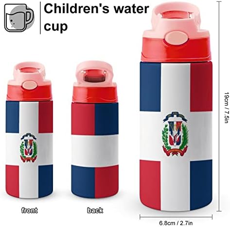 Знаме на доминиканската Република Шише Со Вода Со Капак И Слама Нерѓосувачки Челик Изолирани 18оз Смешни Графички