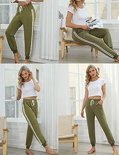 Уживајте во женски џемпери со џебови со џебови џогери панталони памучни јога дневни панталони