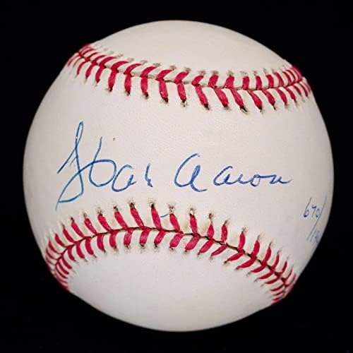 Хенк Арон Потпиша Џеки Робинсон 50-Годишнината Логото Топката ЛЕ 670/1947 ЈСА-Автограм Бејзбол