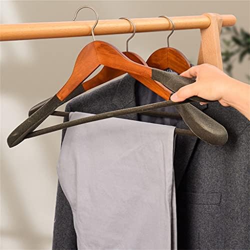 Lysldh анти-лизгачки кадифе со широко распространето рамо за гардероба облека за складирање дрвена закачалка