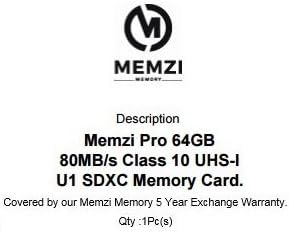MEMZI PRO 64gb Класа 10 80MB/s Sdxc Мемориска Картичка За Panasonic Lumix DMC-GF3, DMC-GF3C, DMC-GF3K, DMC-GF3Q, DMC-GF2C, DMC-GF2K, DMC-GF2K,