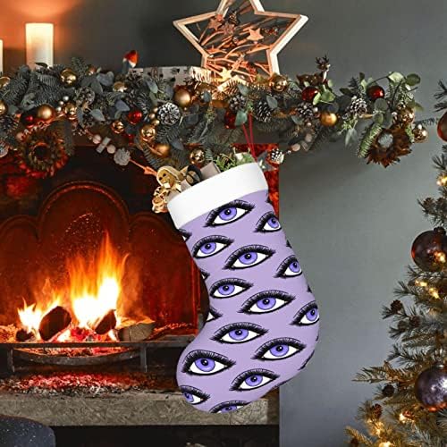 Божиќни чорапи за божиќни чорапи виолетово зло солза на очите со двојно еднострано камин што виси чорапи