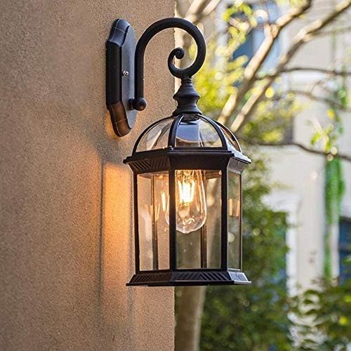 Феер гроздобер wallидна ламба E27 сијалица SCONCE светлосни тела црни бронзени предводени wallидни светла на отворено тремот куќа дома двор