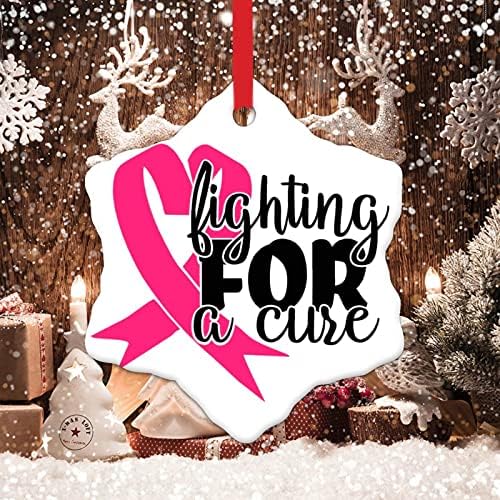 Борба за лек за рак на дојка срце новогодишна елка што виси украси за рак на рак Божиќни украси рак преживеан Божиќ декор керамички украси