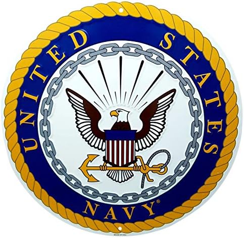 Рамсонс Увезува Амблем На Американската Морнарица 12 Тркалезен Метален Знак, Произведен Во САД