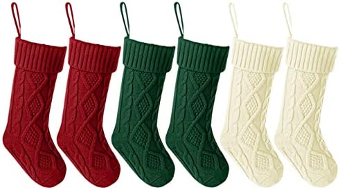 Тодозо Класик 6 пакет плетени божиќни чорапи плетени декорации за порибување рустикални фарми за порибување за семеен празник сезона