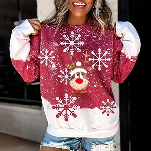 Илх Божиќ џемпер за жени Симпатична весела Божиќ Дедо Мраз одморен пријатна плетена пулвер екипаж графички џемпери