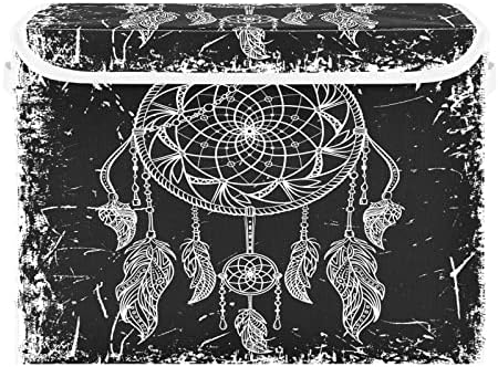 Крафиг Рачно Нацртано Сонце Месечина Црна Бела Кутија За Складирање На Преклопување Голема Коцка Организатор Канти Контејнери Корпи Со