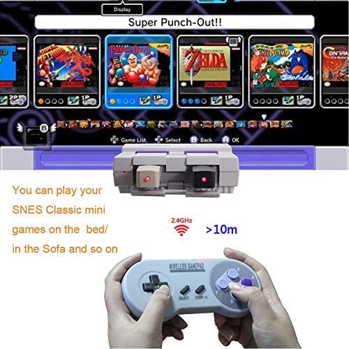 2,4GHz безжичен контролер за SNES Classic Edition, PerfectMall Usb usb GamePad Joystick со ретро за компјутер. Двоен безжичен адаптер