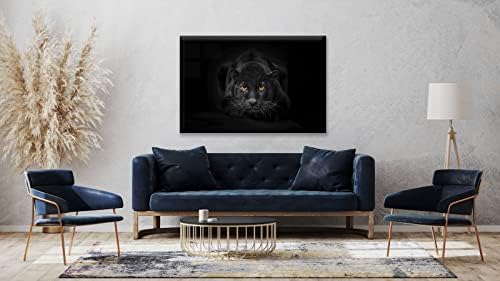 Акрилик модерна wallидна уметност Пантер - животни во диви црно -бели серии - дизајн на ентериер NFT - Акрилна wallидна уметност - Уметнички