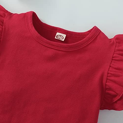 Sanpersonlin дете бебе девојче со цврста боја маица Детска блуза Основна обична руфла врвна памучна обична облека