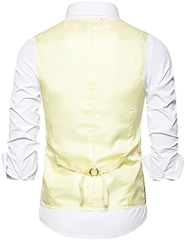 Nzwiluns Vest за машки јакна со лакови за модни модни sequins vest јакна V-вратот без ракави свадбени свадбени смоки од половината