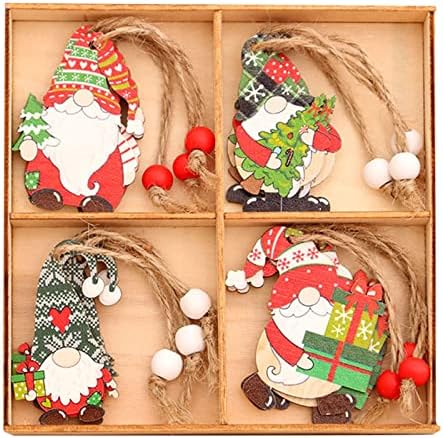Божиќни украси пакет врата од 12 санта украси за украси за новогодишни приврзоци 3 високи ПВЦ новогодишно дрво Стариот човек приврзок за