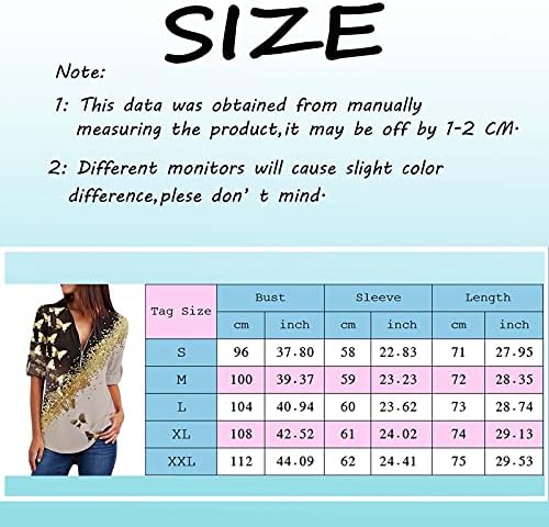 Nybw До Вратот Манжетни Поштенски Печатење Ракав V Повик Плисирани Долги Блуза Кошули Женска Блуза Модна Блуза