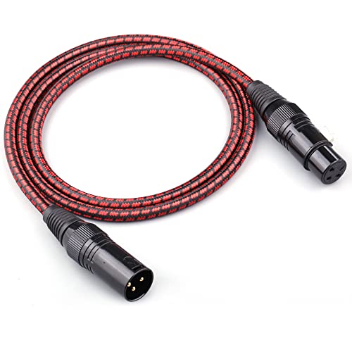 Кабел Wekuant XLR, кабли со микрофон од 6,5ft 2 пакувања, XLR машки до женски избалансиран кабел за микрофон 3 пински, краток микро