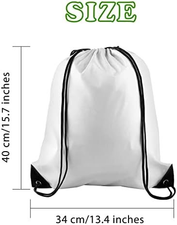 Kuuqa 2 парчиња бел цртеж ранец за влечење торбички за торбички на најголемиот дел од спортови вреќи со ранец за складирање торби