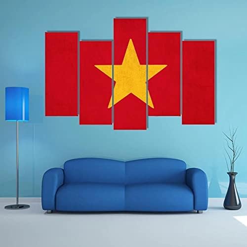 Ерго плус Виетнамско знаме wallидна уметност Зачудувачка истегната сликарство подготвена да виси за домашен декор - Совршен за дневна