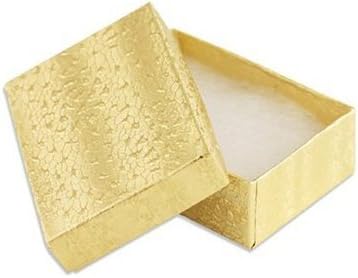 100 Пакет Економија Злато Памук Исполнет Накит Подарок Колекционерски Кутии За Пакување 2 х 1 Инчи