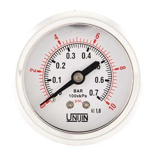 Unijin P251 Series 2 Dial, мерач на притисок исполнет со нафта w/brass internals, 0-10 psi/kPa, ± 1,6% точност, 1/8 NPT, Mount Mount