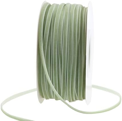 Мајрел 1/8 инчен кадифена лента тенка мудрец зелена кадифена лента гроздобер кадифена лента тесна лента за покани за венчавки, завиткување