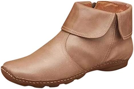 Чизми за глуждот за жени без потпетица, 2019 година Нов лак за поддршка чизми странични патент гроздобер кожа чевли за амортизација на рамни