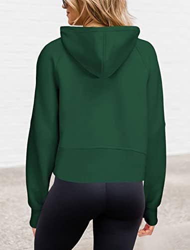 Bonенски женски руно, наречен јака, исечен худи, долг ракав, половина патент пуловер, лабав вклопна тренингот џемпер од џемпер
