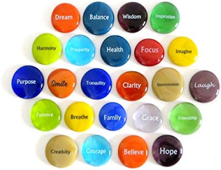 Стакло За Фокусирање На животната Сила Стаклени Камења, 24 Инспиративни, Охрабрувачки И Мотивирачки Единечни Зборови Втиснати На Стаклени