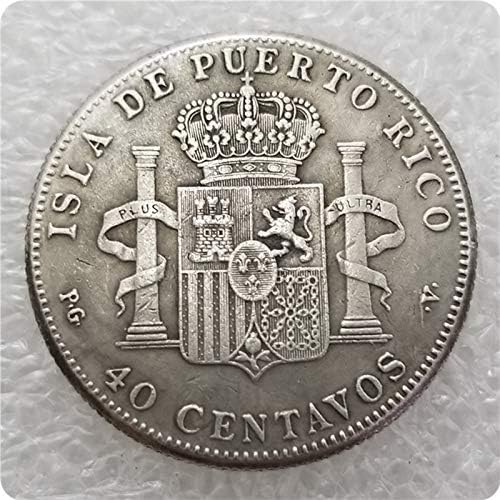 VanSP Копија 1896 Порторико 40 CENTAVOS Монета - Антички Сребрен Долар Морган Монета Колекција Сад Сребрена Монета Реплика