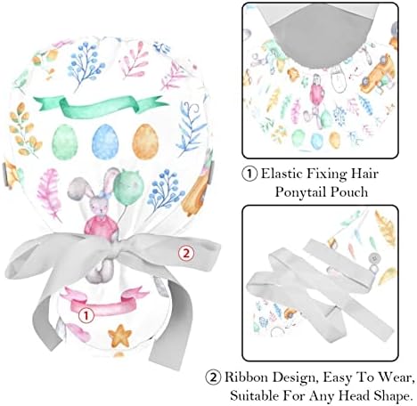 Niaocpwy 2pcs жени прилагодливо работно капаче со копче Прекрасна акварел Велигденска зајаче коњска торбичка вратоврска назад капа