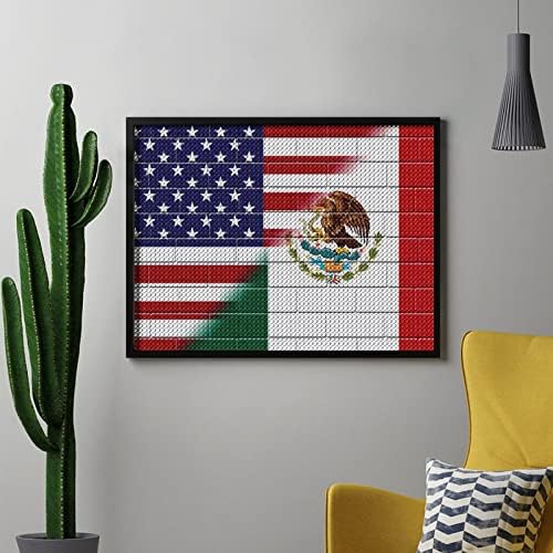 Американски мексико знаме граничен wallид Дијамантски комплети за сликање 5d DIY целосна вежба Rhinestone Arts Wallид декор за