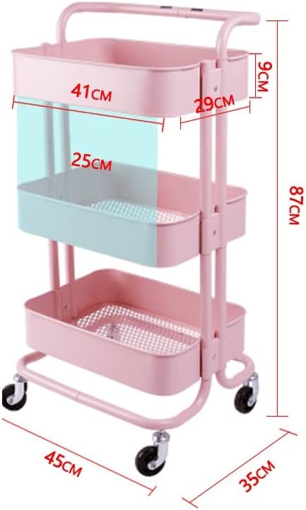MJWDP 3 нивоа за складирање на ниво со 4 тркала дома кујна решетката дневна соба за складирање на предмети за спална соба