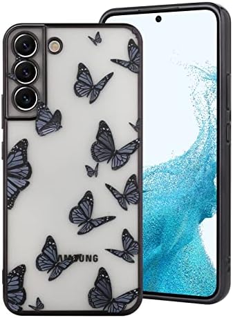 Сакуло Случај За Samsung Galaxy S22, Црна Пеперутка Дизајн Мека Силиконски Симпатична S22 Случај За Жени Скари, Lightетски Модел Светлина Тенок