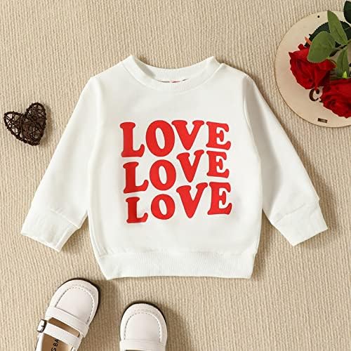 Дете Девојки Денот На Вљубените Писмо Со Долги Ракави Срца Печатени Маици Пуловер Врвови Девојки Големина 8 Блузи Блузи