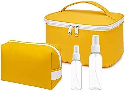 2 торби за шминка козметички организатор патна торба за жена,Стп Кожа За Перење Водоотпорна Преносна Торба за Шминка за патување