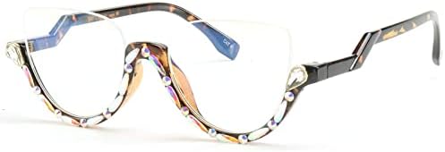 Mincl половина рамка мачка око око за читање очила за жени зголемени очила за блокирање на сина светлина