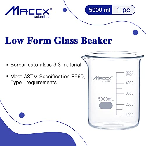 MacCX 170oz Цврдо стакло чаша, 3,3 боросиликат ниска форма со печатена матура, BKL5K0-001