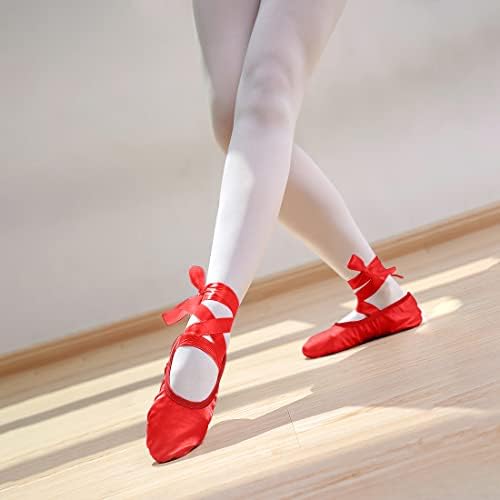icker девојки розови балетски чевли за танцување се разделија со сатен балетски папучи станови за гимнастика чевли Ba01